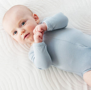 Sky Blue No Snap Long Sleeve Peasy Onesie. Ultra soft, breathable, hypoallergenic, easy to change, no fuss. Size 3-6 months