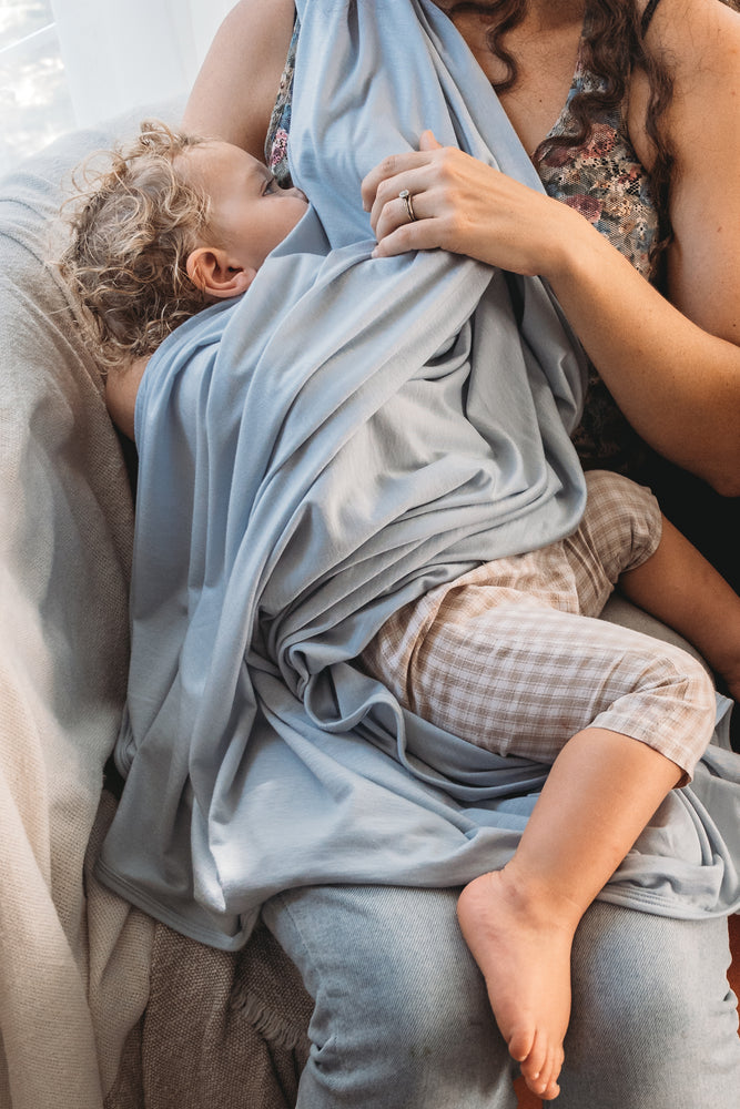 Luxurious soft fabric, perfect for swaddle and cover ups and every day cozy, sky blue, new mama nursing